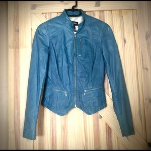 Danier Light Blue Leather Jacket 2XS